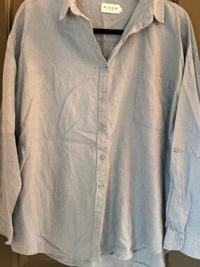 Risen‎ Men's Casual Light Blue Button Down Shirt Size S